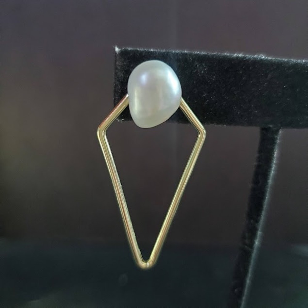 Kendra Scott Demi Gold Cultured Pearl Geometric Drop Earrings